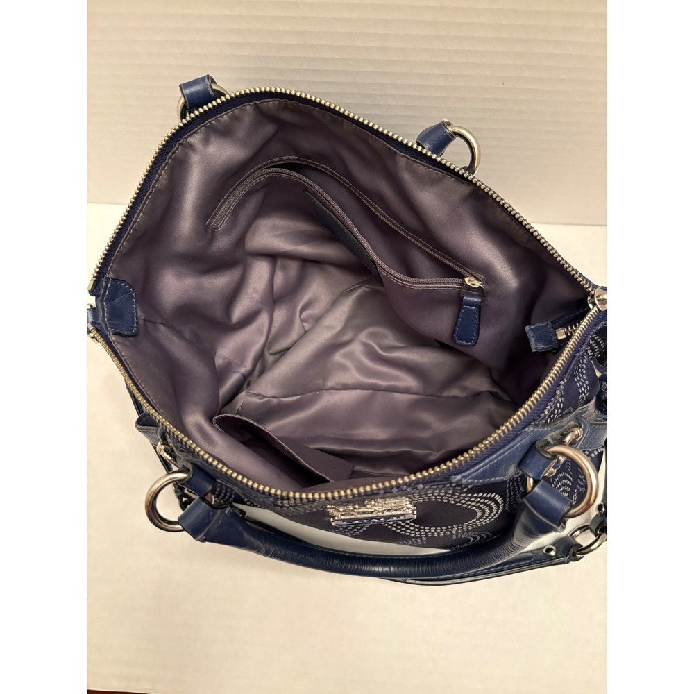 Coach Madison Dotted Op Art Sophia Satchel Navy Blue Handbag 15935 - Picture 4 of 11
